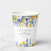 Stoffig Blauw Geel Wildbloemen Bloemen Bloemen Boh Papieren Bekers (Voorkant)