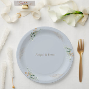 Stoffig Blauw & Goud Gepersonaliseerd Bladerdek Hu Papieren Bordje