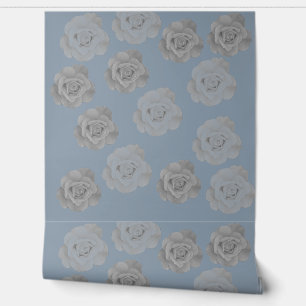 Stoffig Blauw Grijs Bloemgrijs Donker Elegant Clas Behang