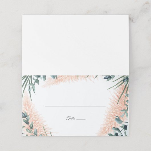 Stoffig Blauw Groen Waterverf Bladblad Bruiloft (Buitenkant ongevouwen)