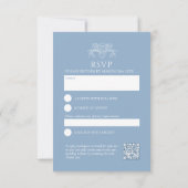Stoffig blauw hand getrokken blad monogram RSVP br (Achterkant)