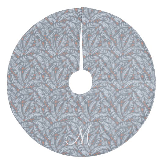 Stoffig Blauw Hand-getrokken Kerstmis dennenboom M Fleece Kerstboom Rok (Voorkant)