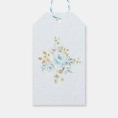 Stoffig Blauw Hete Luchtballon Bloemen Baby shower Cadeaulabel (Achterkant)