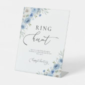 Stoffig Blauw Ivoor Ring Hunt Teken Reclamebord Met Voetstuk (Voorkant)