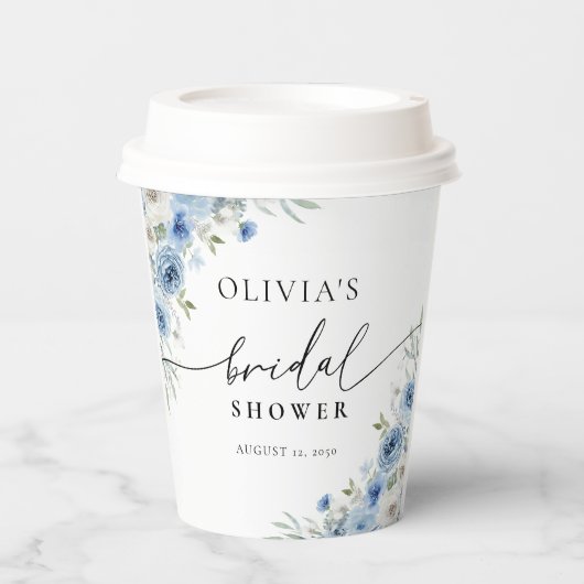 Stoffig Blauw Ivoor Vrijgezellenfeest Papier Cup Papieren Bekers (Voorkant)