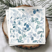 Stoffig blauw kerstservet met Waterverf bladeren Servet