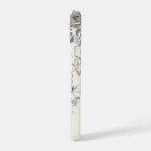  Stoffig Blauw/Lichtbruin Bloemen w/Initiaal iPhone 15 Hoesje (Linkerkant)