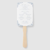 Stoffig Blauw Lijst Elegant Trouwprogramma Handwaaier (Achterkant)