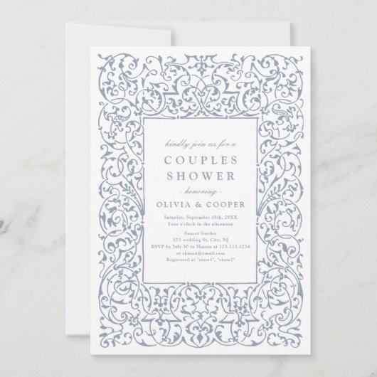 Stoffig blauw Lijst Koppels Douche Kaart (Voorkant)