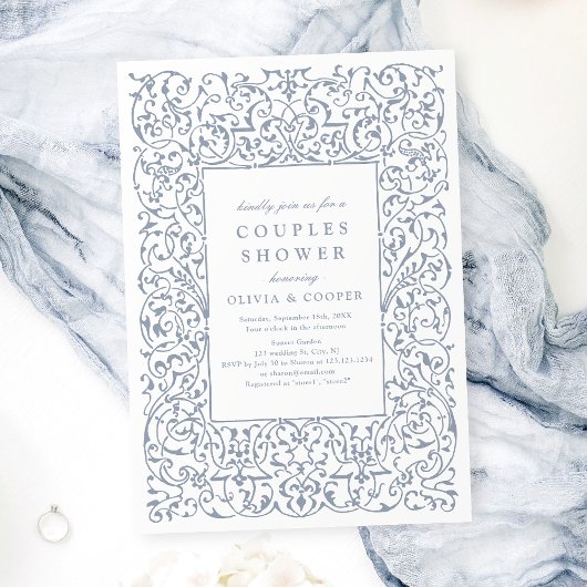 Stoffig blauw Lijst Koppels Douche Kaart