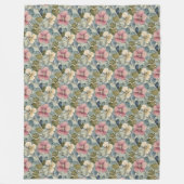 Stoffig blauw met Mauve en witte bloemen Fleece Deken (Voorkant)
