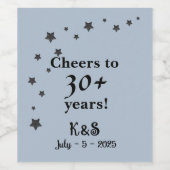 Stoffig blauw met vallende sterren bruiloft wijn etiket (Enkel label)