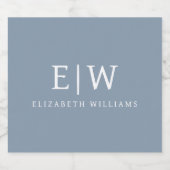 Stoffig Blauw Minimalistisch Modern Elegant Monogr Bier Etiket (Enkel label)