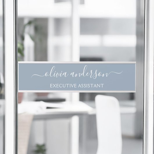 Stoffig Blauw Minimalistisch Modern Elegant Monogr Deurbordje