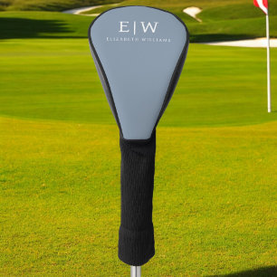 Stoffig Blauw Minimalistisch Modern Elegant Monogr Golfheadcover