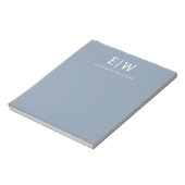 Stoffig Blauw Minimalistisch Modern Elegant Monogr Notitieblok (Gedraaid)