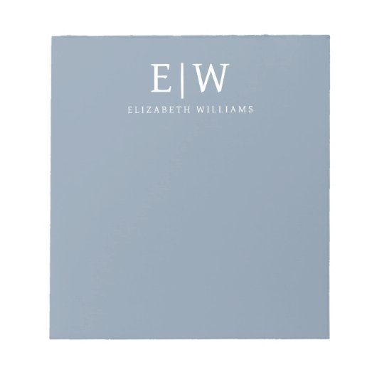 Stoffig Blauw Minimalistisch Modern Elegant Monogr Notitieblok (Voorkant)