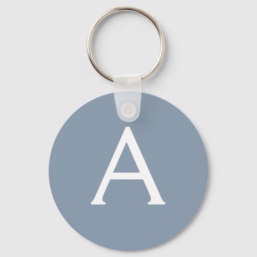 Stoffig Blauw Minimalistisch Modern Elegant Monogr Sleutelhanger (Voorkant)