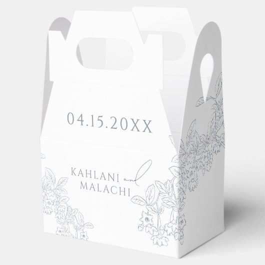 Stoffig Blauw Modern Bruiloft Bedankdoosjes (Geopend)