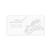 Stoffig Blauw  Modern Trouwadres Etiket (Voorkant)
