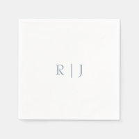 Stoffig Blauw Monogram Initialen Minimal Bruiloft