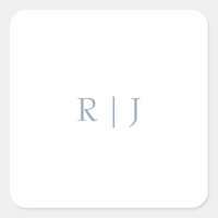 Stoffig Blauw Monogram Initialen Minimal Bruiloft