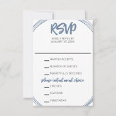 Stoffig Blauw Ovaal Bruiloft RSVP Kaart (Voorkant)