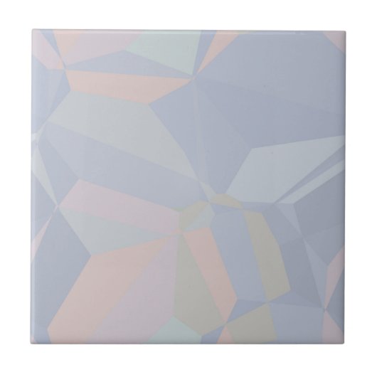 Stoffig Blauw & Perzik Naadloze Polygonen Tegeltje (Voorkant)