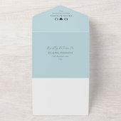 Stoffig blauw QR code bruiloft All In One Uitnodiging (Buitenkant)