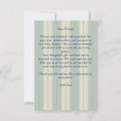 Stoffig blauw retro strepen  baby shower bedankkaart (Achterkant)