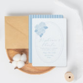  Stoffig Blauw Rozen Bruiloft Bewaar de datum Kaart