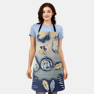 Stoffig blauw Rustic Pumpkin & Autumn Leaf Schort
