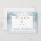 Stoffig Blauw Sneeuwvlok Sky Modern Bruiloft Save The Date (Voorkant)