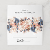 Stoffig blauw & Terracotta bloemenbruiloft waterve (Buitenkant ongevouwen)