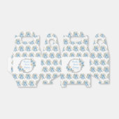 Stoffig Blauw Zilver Elegante Bloemen Sweet Sixtee Bedankdoosjes (Uitgevouwen)