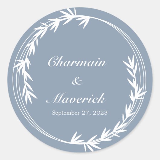 Stoffig Blauwe Blad Ronde Sticker (Voorkant)