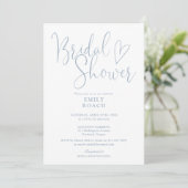 Stoffig blauwe elegante script QR-code bruidsdouch Kaart (Staand voorkant)