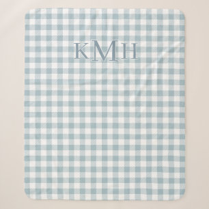 Stoffig blauwe geruite landelijke monogram sherpa deken