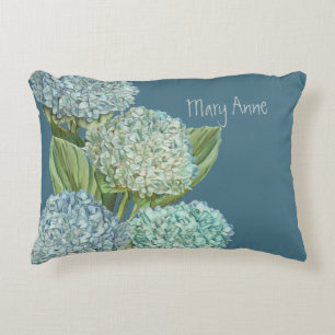 Stoffig Blauwe Hortensia Boeket Accent Kussen