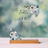 Stoffig blauwe huwelijks tafel zitplaats kaart acryl bord (Neutraal)