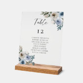 Stoffig blauwe huwelijks tafel zitplaats kaart acryl bord (Hoek)