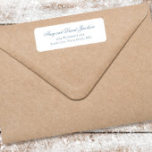Stoffig Blauwe Script Trouwadreslabel Etiket