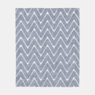 Stoffig denimblauw chevronpatroon fleece deken
