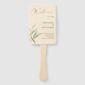 Stoffig groen blad beige ambachtelijk papier handwaaier (Voorkant)