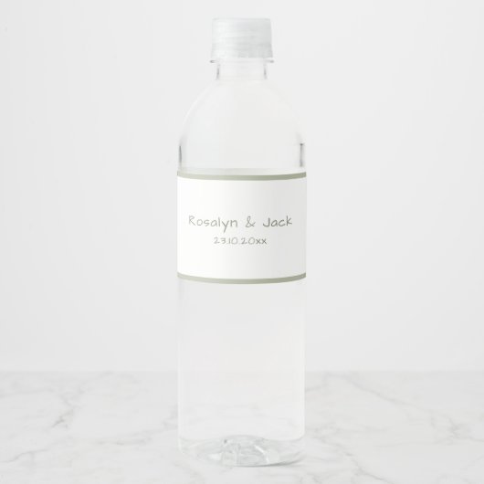 Stoffig Groen Casual Handschrift Waterflesetikette Waterfles Etiket (Voorkant)