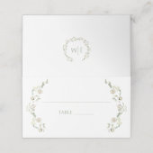 Stoffig Groen Script Witte Pioen Bloemen Huwelijk (Buitenkant ongevouwen)