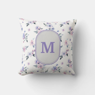 Stoffig Lavendel Paarse Wilde Bloem Monogram Kussen