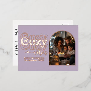 Stoffig mauve & roze gouden gezellige sfeer retro  folie feestdagen briefkaart