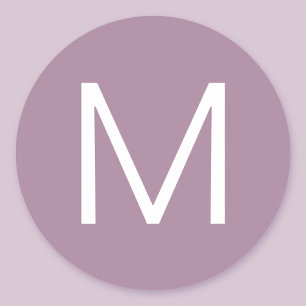 Stoffig paars & wit modern minimalistisch letter ronde sticker