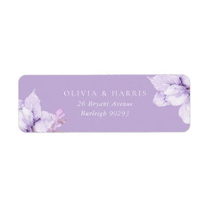 Stoffig Paarse Bloemen Bruiloft Retouradres Etiket